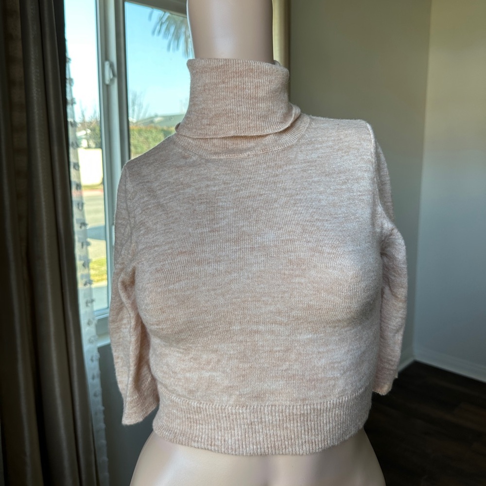 Zara Wool Blend Short Sleeve Turtleneck Crop Top - Size M